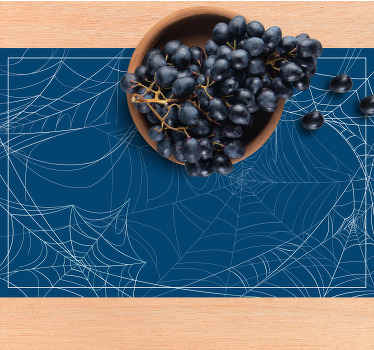 individuais de mesa com teia de aranha de halloween azul - TenStickers