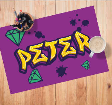 Green diamond graffiti style  placemats - TenStickers