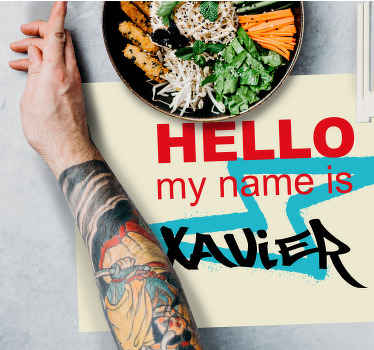Mantel individual personalizable Mi nombre es tarjeta de graffiti - TenVinilo