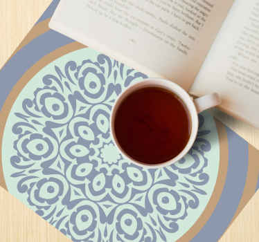 Blå och beige bordstabletter med texturerad cerclefiber - Tenstickers