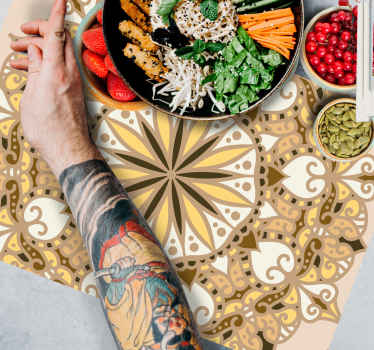 Mantel individual patrón Cercle fibra imitación tonos beige - TenVinilo