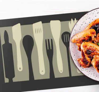 Redskaper på grå og beige bakgrunn spisebrikke moderne - Tenstickers