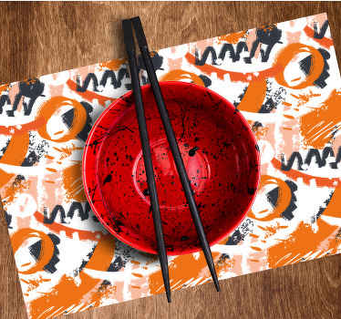 Abstraktní oranžové akvarel tahy prostírání - TenStickers