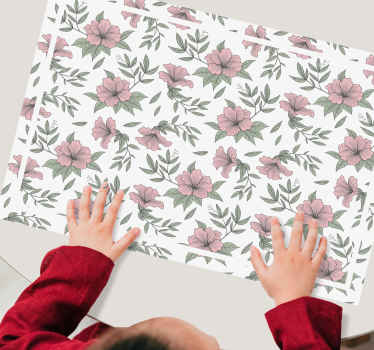 Mantel individual elegante Flores rosadas minimalistas - TenVinilo