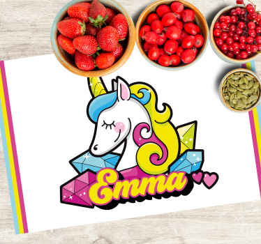 Pretty diamond unicorn Personalised placemats - TenStickers