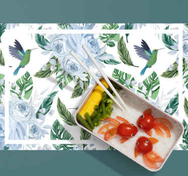 Blå haveblomster med fugle dækkeservietter - TenStickers