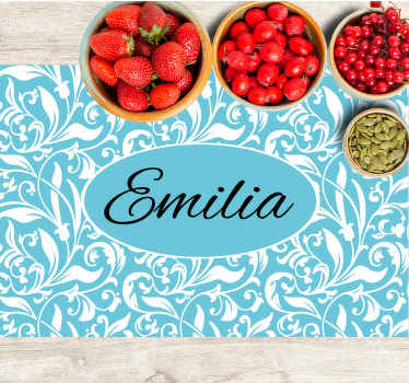 Mantel individual personalizable Patrón floral vintage - TenVinilo