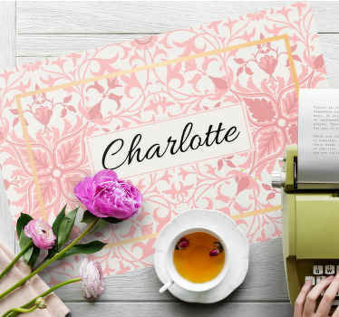 Individuais de mesa com nome Padrão vintage rosa - TenStickers