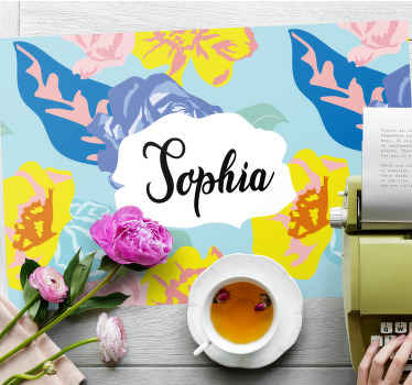 Podkładka na stół z imieniem Niebieskie i żółte liście - TenStickers