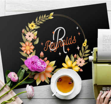 Individuais de mesa com nome Tapete de boas-vindas preto com nome - TenStickers