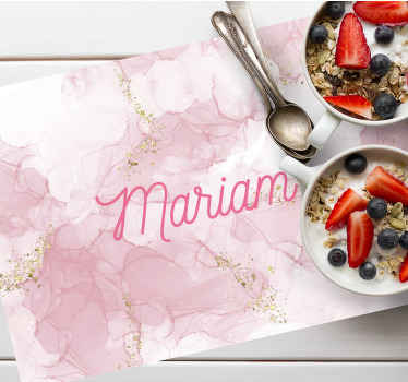 Mantel individual personalizable Patrón rosa claro con nombre - TenVinilo