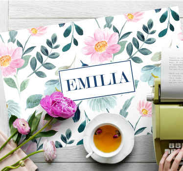 Flowers and leaves personalised place mat - TenStickers