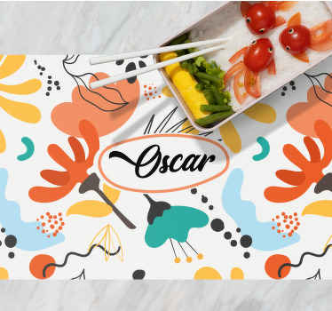 Abstrakt kunst med lyse farger spisebrikke med navn - Tenstickers