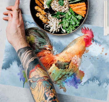 水彩画公鸡质感餐垫 - TenStickers