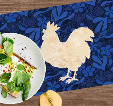 Set de table original Coq beige à fleurs bleues - TenStickers