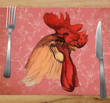 Individual para mesa original ilustración de cabeza de gallo - TenVinilo