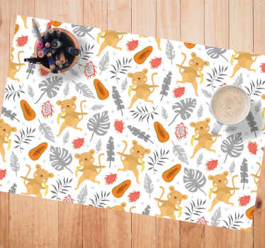 Mantel individual infantil Entregando niña y monos - TenVinilo