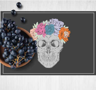 Hodeskalle med fargerike blomster spisebrikke original - Tenstickers