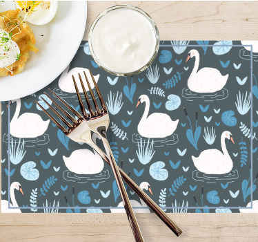 Elegant white swan pattern children placemats - TenStickers