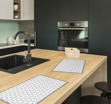 Tegel placemat zeshoekig in wit - TenStickers