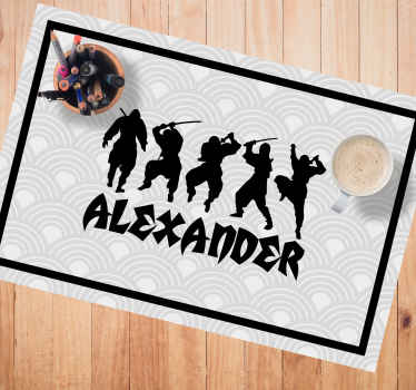 Mantel individual personalizable Conjunto de silueta ninja - TenVinilo