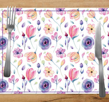 Purple delicate floral pattern placemats - TenStickers