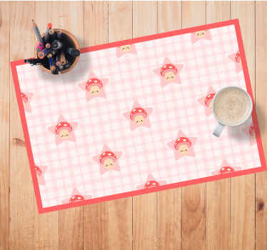Pegue este tapete de comida de crianças de padrão de cogumelos rosa fofos e surpreenda-os no jantar ou na hora do café da manhã! Peça quantos você precisar!
