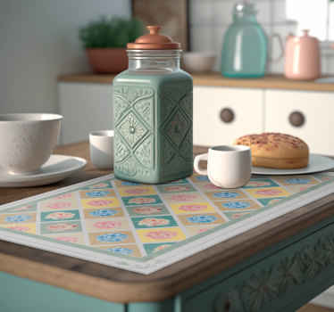 Set de table losanges avec des fleurs - TenStickers