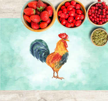 Mantel individual moderno Dibujo realista en color de gallo - TenVinilo