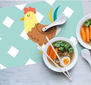 Mantel individual original Colorida ilustración de un gallo - TenVinilo