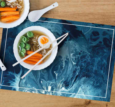 Mantel individual original Tonos azules ondas de acuarela - TenVinilo