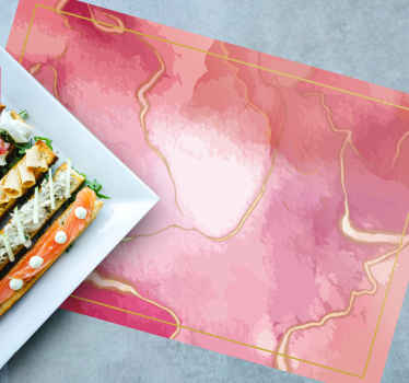 Individuais de mesa originais Efeito de mármore rosa e dourado - TenStickers