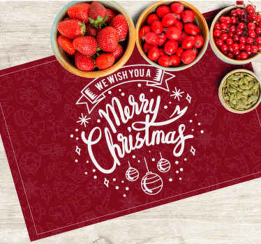 Tovaglietta personalizzata Natale auguri di festa rosso - TenStickers