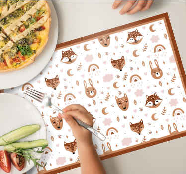 Cute brown animals rainbows children placemats - TenStickers