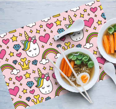 Regnbuer og enhjørninger med motiver spisebrikke - Tenstickers