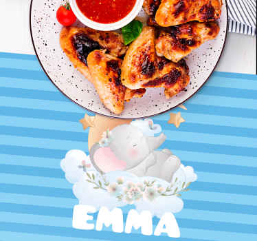 Søde dyr elefant med navn dækkeservietter - TenStickers