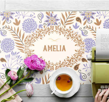 Individuais de mesa com nome Flores vintage pintadas à mão - TenStickers