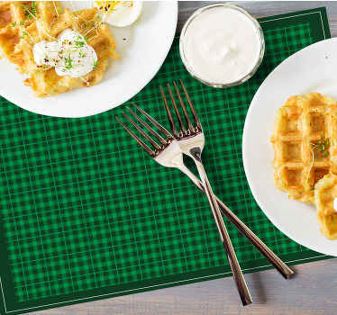 Zelená gingham vzor elegantní prostírání - TenStickers