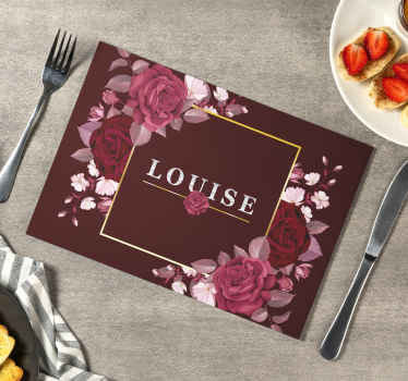 Mantel individual elegante con nombre de rosas - TenVinilo