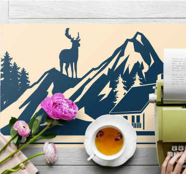 Mantel individual original Ciervo con montañas - TenVinilo