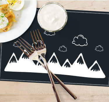 Hand drawn mountains with clouds placemats - TenStickers
