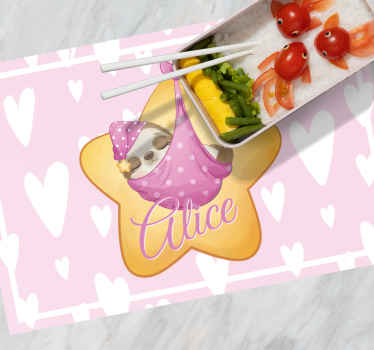 Cute sloth for girl with name placemats - TenStickers