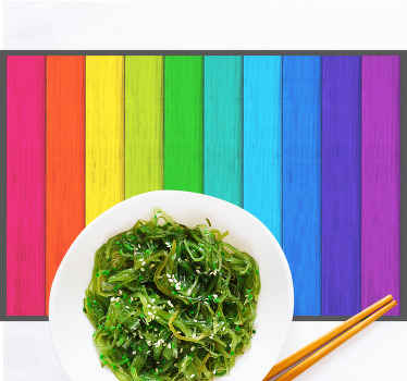 Realistiske regnbue originale dækkeservietter i træ - TenStickers