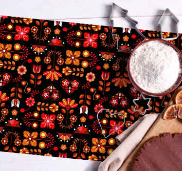 Individuais de mesa originais Ornamento folk étnico vermelho - TenStickers