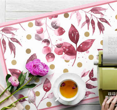 Set de table original Feuilles bordeaux et pois dorés - TenStickers