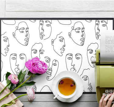 Line art faces pattern modern placemats - TenStickers
