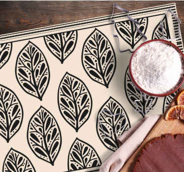 černé roztomilé stromové listy originální prostírání - TenStickers