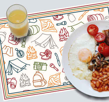 Camping boat, wood fire, boots  table placemats - TenStickers