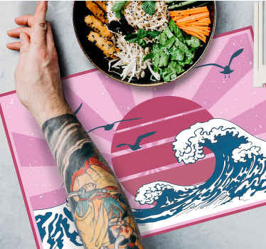 Individuais de mesa originais A grande onda retro rosa - TenStickers