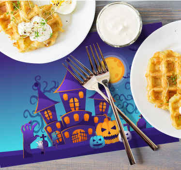 Spooky graveyard with bats Halloween placemats - TenStickers